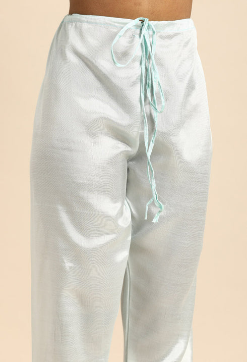 Sky Blue chanderi silk Embroidered Unstitched Salwar Suit Material