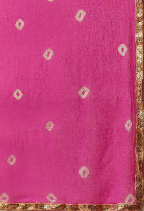 Pink Silk Kota Cotton embellished Unstitched Salwar Suit Material