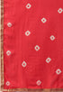 Red And Orange Silk Kota Cotton embellished Unstitched Salwar Suit Material