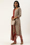 White And Maroon Pure Jaipuri Cambric Cotton Printed Unstitched Salwar Suit Material