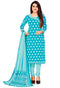 Light Blue Pure Jaipuri Cambric Cotton Printed Unstitched Salwar Suit Material