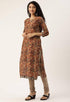 Brown Pure Cambric Cotton Printed Unstitched Salwar Suit Material