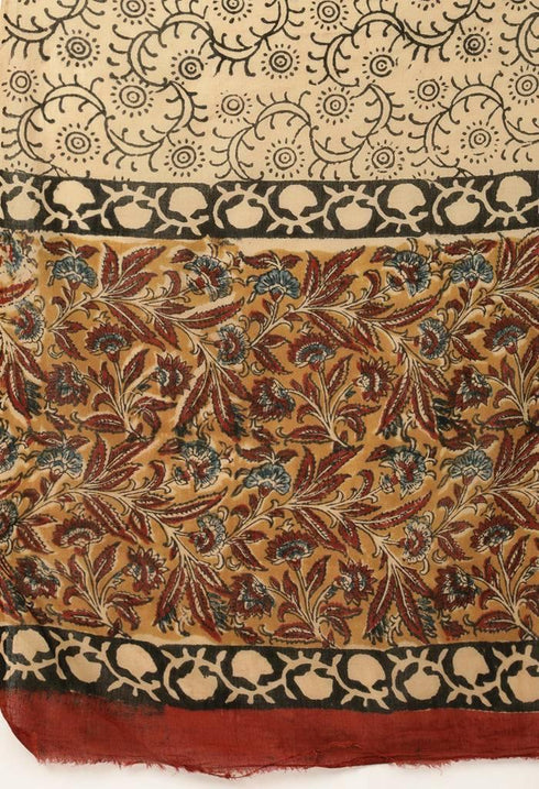Brown Pure Cambric Cotton Printed Unstitched Salwar Suit Material