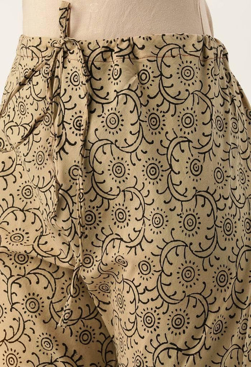 Brown Pure Cambric Cotton Printed Unstitched Salwar Suit Material