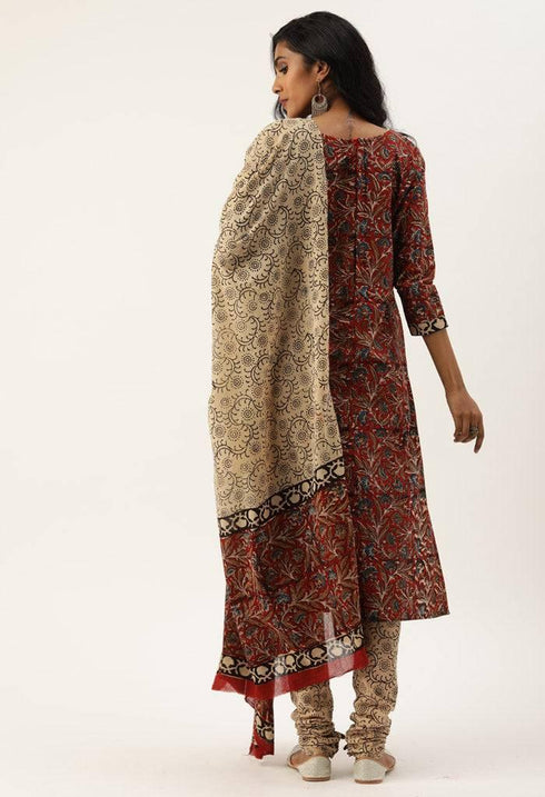 Beige Pure Jaipuri Cambric Cotton Printed Unstitched Salwar Suit Material
