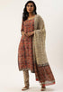 Beige Pure Jaipuri Cambric Cotton Printed Unstitched Salwar Suit Material