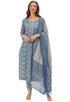 Blue And White Pure Cambric Cotton Printed Unstitched Salwar Suit Material