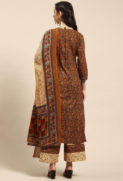 Mustard Pure Cambric Cotton Printed Unstitched Salwar Suit Material