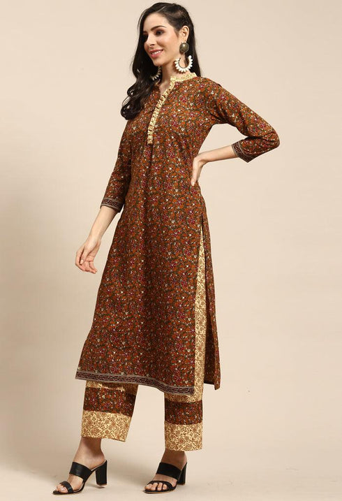 Mustard Pure Cambric Cotton Printed Unstitched Salwar Suit Material