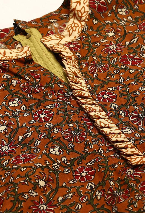 Mustard Pure Cambric Cotton Printed Unstitched Salwar Suit Material
