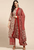 Beige Pure Cambric Cotton Printed Unstitched Salwar Suit Material