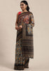 Grey Cotton Silk Kalamkari Printed Traditional Saree