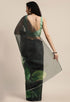 Bottle Green Organza Printed Traditional Saree