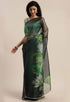 Bottle Green Organza Printed Traditional Saree