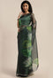 Bottle Green Organza Printed Traditional Saree