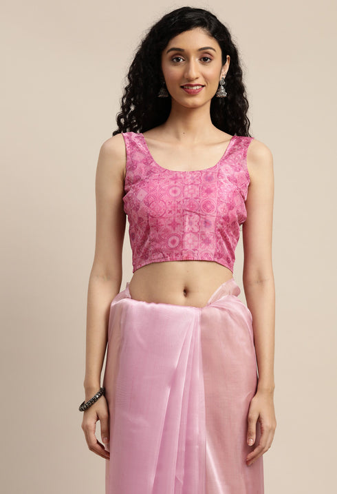 Light Purple Organza Printed Traditional Saree