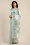Light Aqua Green Organza Printed Traditional Saree