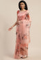Peach Organza Printed Traditional Saree