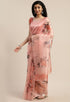 Peach Organza Printed Traditional Saree