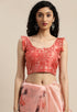 Peach Organza Printed Traditional Saree