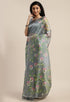 Grey Organza Printed Traditional Saree