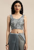 Grey Organza Printed Traditional Saree