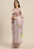 Off-White And Purple Organza Digital Floral Printed Traditional Saree