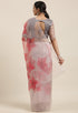 Grey And Pink Organza Digital Floral Printed Traditional Saree