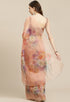 Peach Organza Digital Floral Printed Traditional Saree