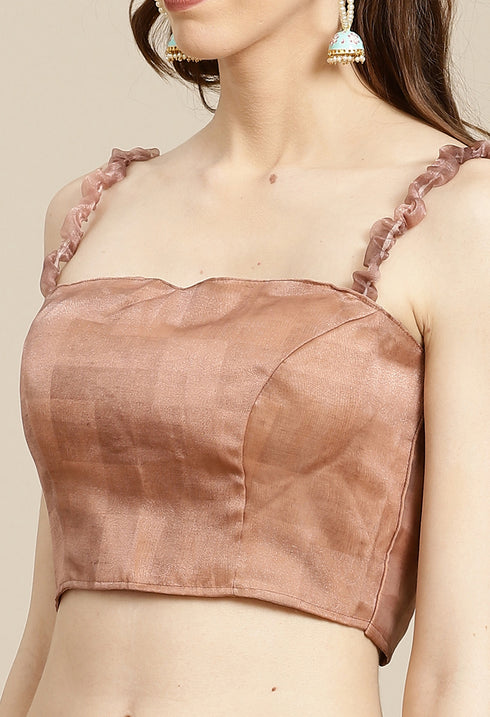 Peach Organza Digital Floral Printed Traditional Saree