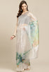 Beige Organza Digital Floral Printed Traditional Saree