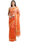 Orange kota Doria Cotton Plain Traditional Saree