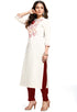 Off-White Pure Cambric Cotton Jaipuri Embroidered Kurti