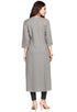 Grey Rayon Slub Embroidered Kurti