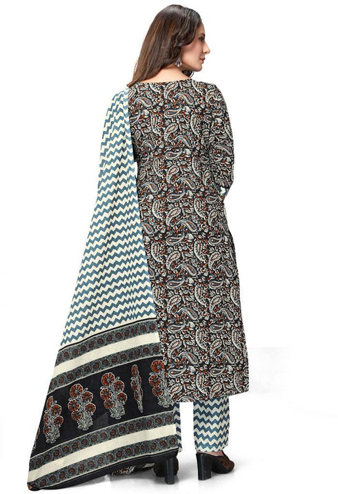 Multicolor Pure Cambric Cotton Jaipuri Printed Kurta Set With Dupatta