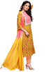 Yellow And Pink Pure Cambric Cotton Jaipuri Printed Kurta Set With Dupatta