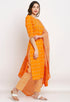Orange Pure Cambric Cotton Floral Embroidered Kurta Set With Dupatta