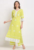 Light Green Pure Cambric Cotton Floral Embroidered Kurta Set With Dupatta
