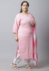 Pure Cambric Cotton Embroidered Plus Size Kurta Set With Dupatta