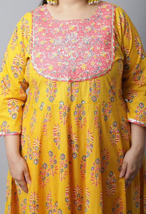 Pure Cambric Cotton Embroidered Plus Size Kurta Set With Dupatta