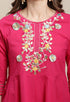 Magenta Pure Cambric Cotton Embroidered Kurta Set With Dupatta