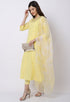 Yellow Pure Cambric Cotton Floral Embroidered Kurta Set With Dupatta