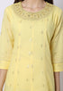 Yellow Pure Cambric Cotton Floral Embroidered Kurta Set With Dupatta
