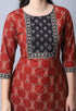 Brown & Black Pure Cambric Cotton Jaipuri Printed Kurta Set With Dupatta