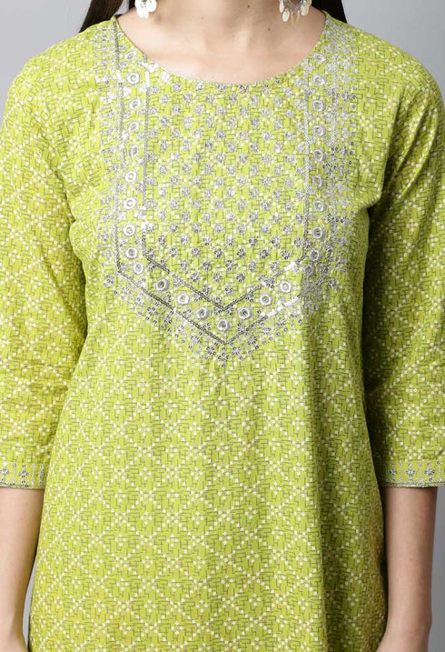 Pure Cotton Jaipuri Printed Kurta Set With Dupatta