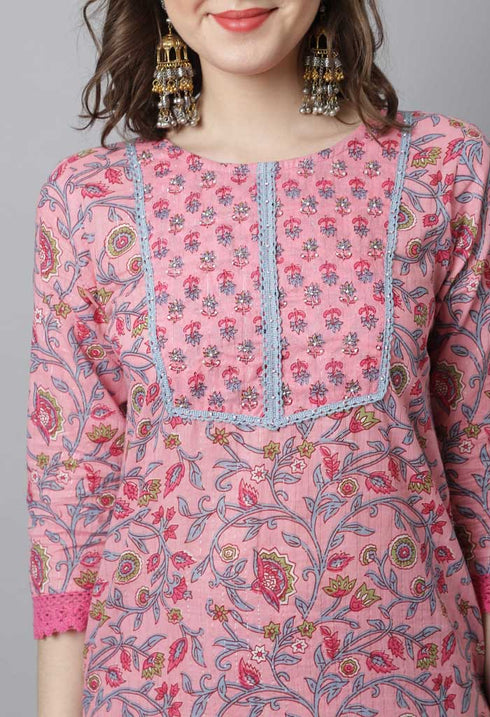 Pure Cotton Hand work Kurta Set With Dupatta