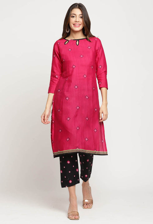 Rajnandini Magenta Cotton Blend Printed Salwar Suit
