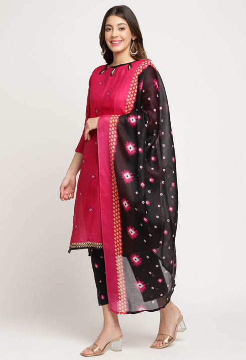Rajnandini Magenta Cotton Blend Printed Salwar Suit