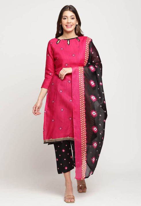 Rajnandini Magenta Cotton Blend Printed Salwar Suit