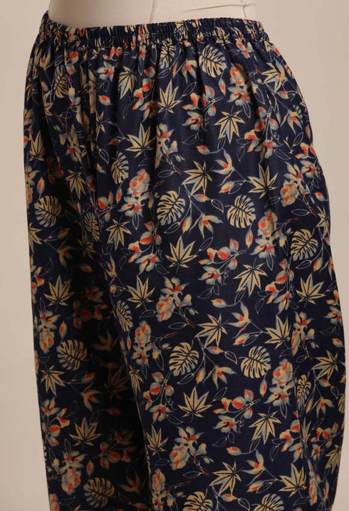 Rajnandini Navy Blue Cotton Blend Printed Salwar Suit